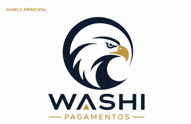 Washi Pagamentos — símbolo de águia em azul-marinho e dourado